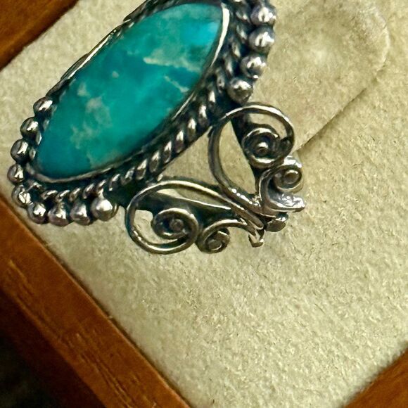 Brave Spirit Genuine Turquoise Ring Sterling Silver Western Cowgirl Jewelry - Picture 5 of 9